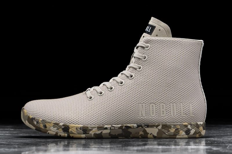 Beige Men's Nobull High-Top Wild Trainers | AJWCEL-912