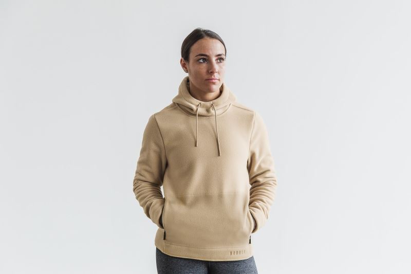 Beige Women's Nobull Arctic Pullover Hoodies | NUTMQD-412