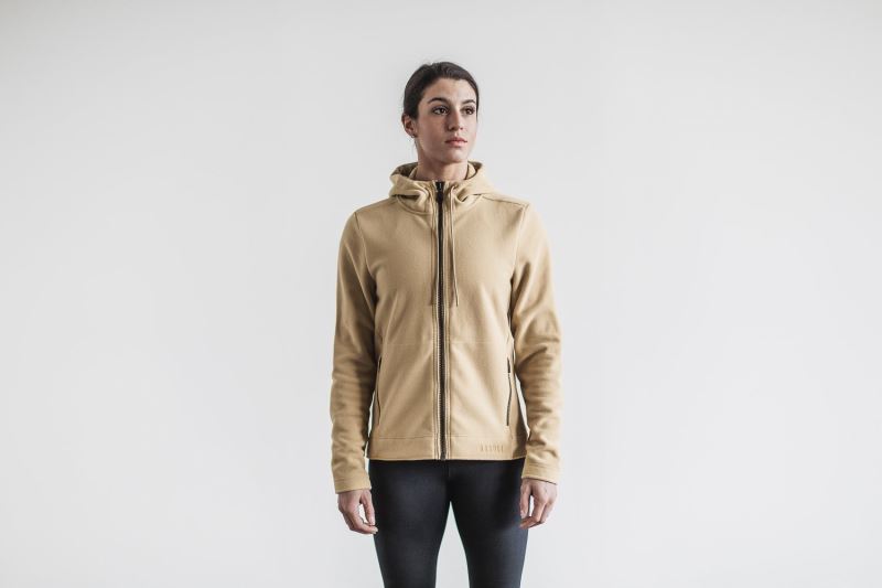 Beige Women's Nobull Arctic Zip-Up Jackets | EZTKVJ-397