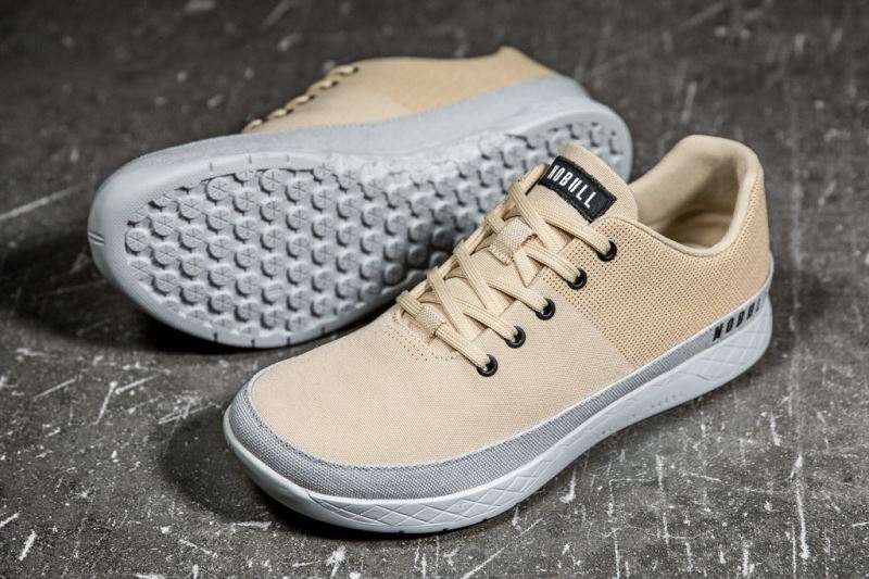 Beige Women's Nobull Canvas Trainers | TXSJVK-045