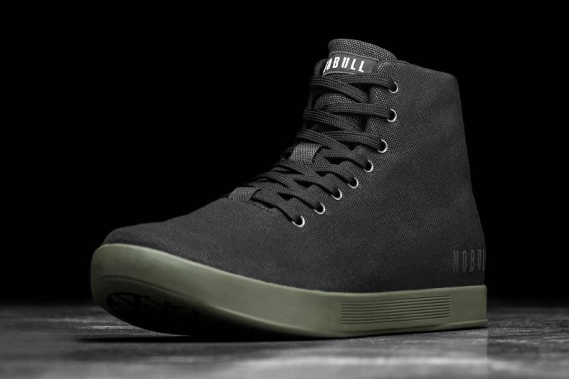 Black Dark Green Men's Nobull High-Top Canvas Trainers | XHGSDR-093