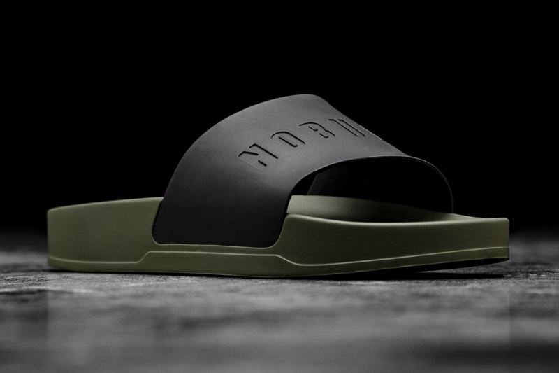 Black Dark Green Men's Nobull Lightweight Slides | KOAPJY-341