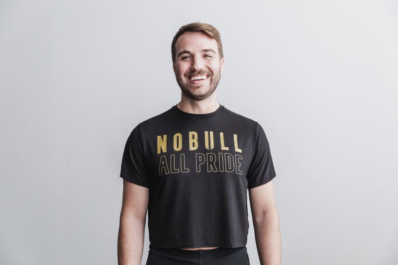 Black Gold Men's Nobull Boxy Pride T-Shirts | VSNJEU-092