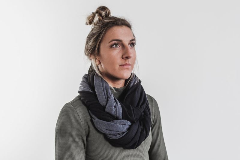 Black Grey Women's Nobull Two-Tone Infinity Scarves | AQEURN-024