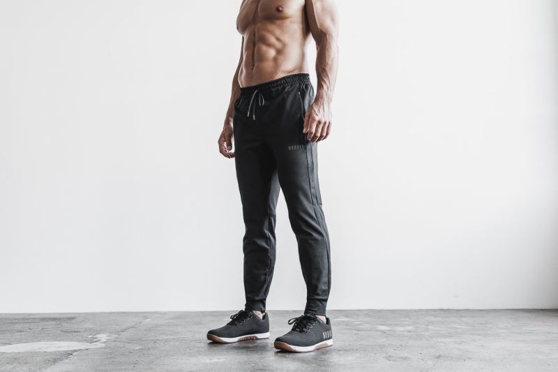 Black Men's Nobull Adjustable Joggers | AYSWQB-249