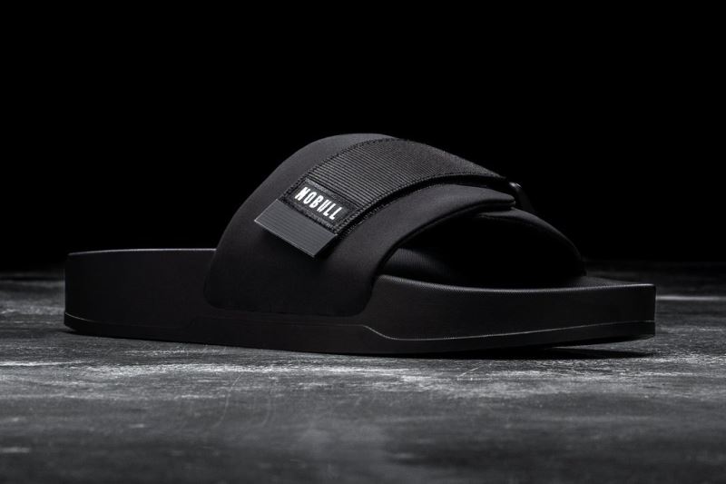 Black Men's Nobull Adjustable Slides | GBXADZ-089