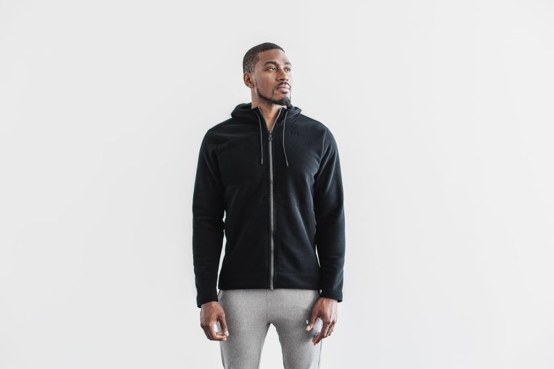 Black Men's Nobull Arctic Zip-Up Jackets | JZXMSF-312