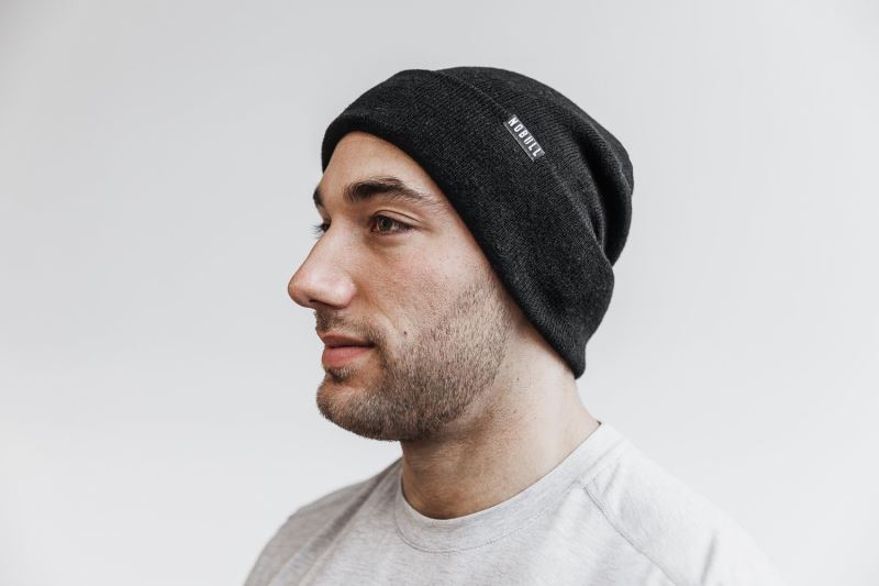 Black Men's Nobull Cuffed Beanies | VCNKYA-194