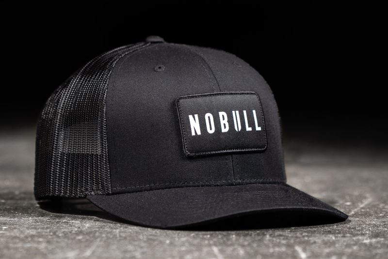 Black Men's Nobull Curved-Brim Trucker Hats | FSXMNA-147