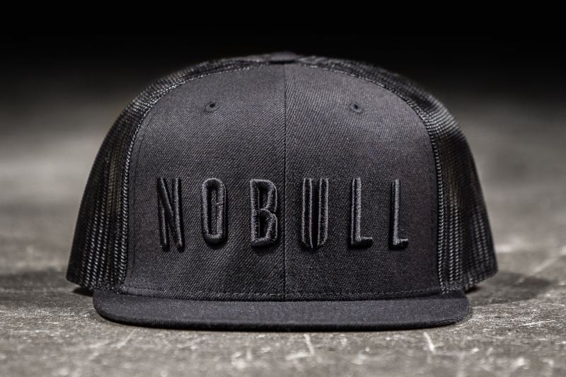 Black Men's Nobull Flat-Brim Trucker Hats | XYIHOR-465