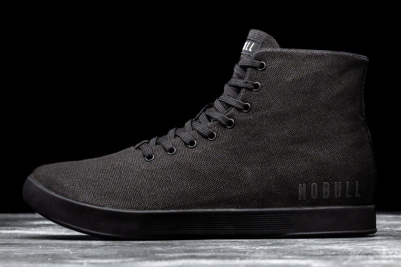 Black Men's Nobull High-Top Canvas Trainers | FHTYPJ-498