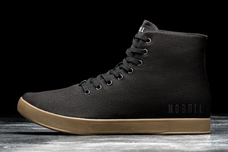 Black Men's Nobull High-Top Canvas Trainers | ZPBOVD-046