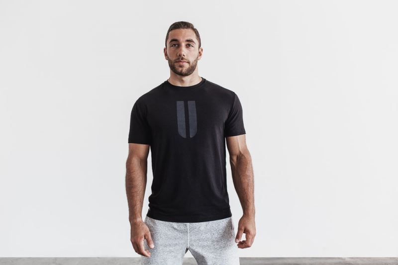 Black Men's Nobull Horns T-Shirts | ARESVQ-803