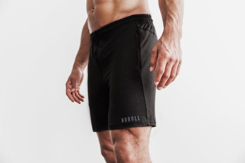 Black Men's Nobull Knit 8.5" Shorts | RTKLXE-372