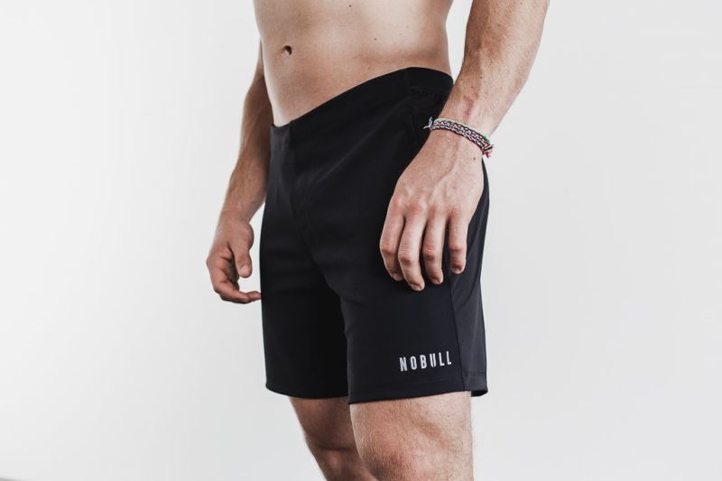 Black Men's Nobull Lightweight 7" Shorts | FHGNQO-982