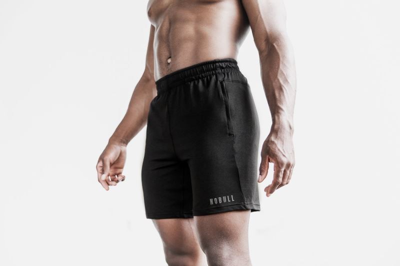 Black Men's Nobull Lightweight Knit 7" Shorts | LAXSGT-045