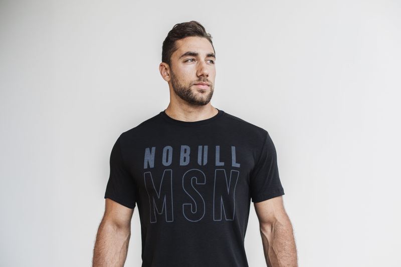 Black Men's Nobull Madison T-Shirts | DFWAXY-165