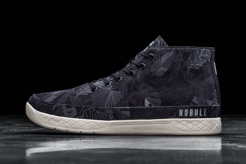 Black Men's Nobull Oasis Canvas Mid Trainers | NSFIOA-096