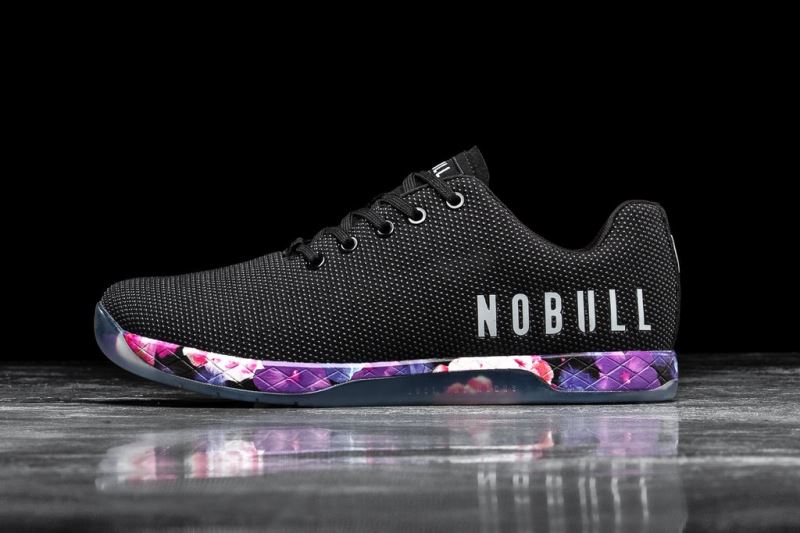 Black Men's Nobull Space Floral Trainers | GZHMWL-186