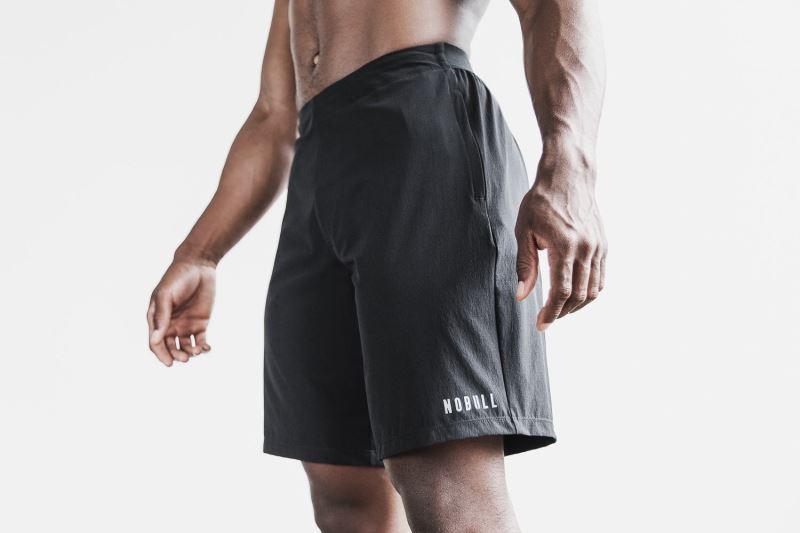 Black Men's Nobull Stretch Woven 9" Shorts | REYUQK-601