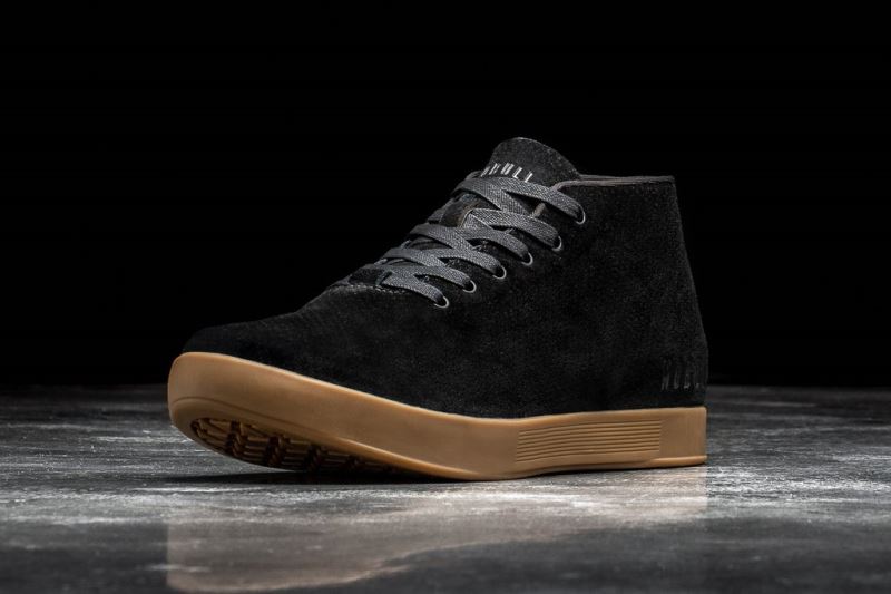 Black Men's Nobull Suede Mid Trainers | XRHOCK-829