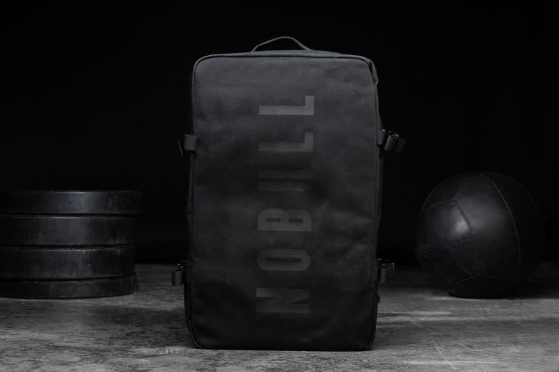 Black Men's Nobull Waxed Canvas Duffleback Bags | HMEOJU-408