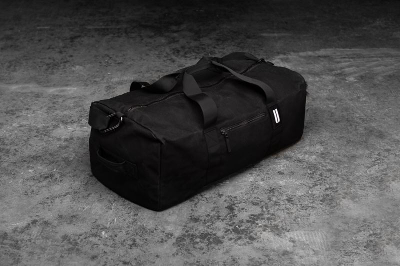 Black Men's Nobull Xl Waxed Canvas Traditional Duffle Bags | KWLABF-537