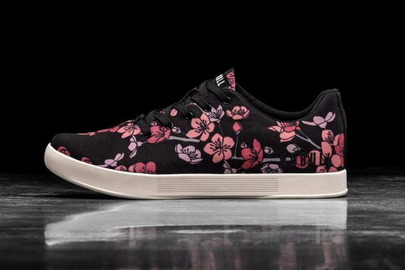 Black Pink Men's Nobull Cherry Blossom Canvas Trainers | SOKCHI-416