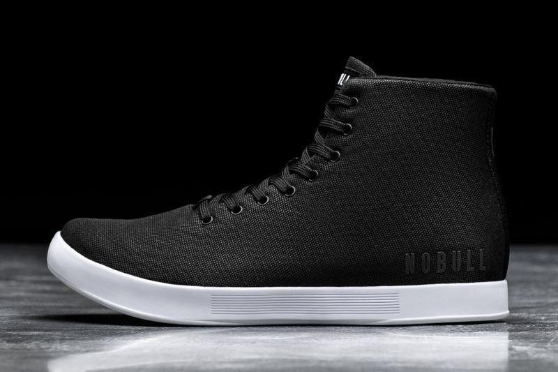 Black White Men's Nobull High-Top Canvas Trainers | JTDESZ-542