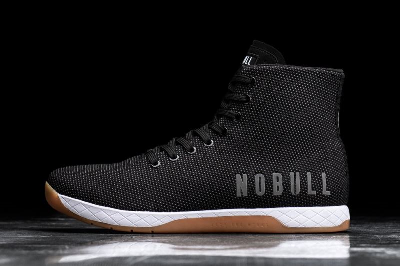 Black White Men's Nobull High-Top Trainers | XIYMGR-981