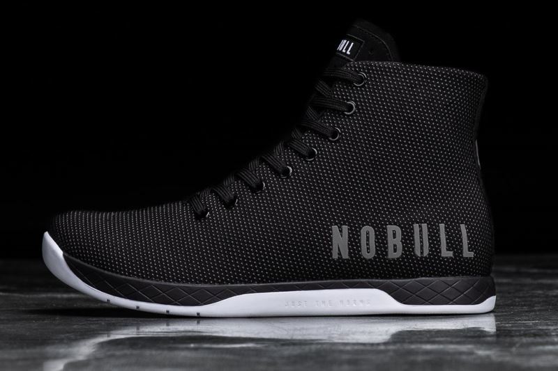 Black White Women's Nobull High-Top Trainers | ZCFMBI-408