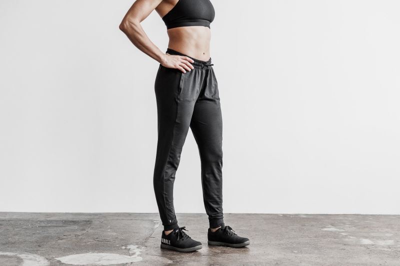 Black Women's Nobull Adjustable Joggers | ALVUQZ-680