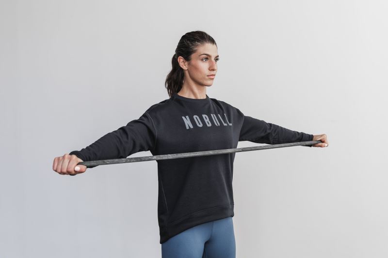 Black Women's Nobull Crew Sweatshirt | QPENDO-521