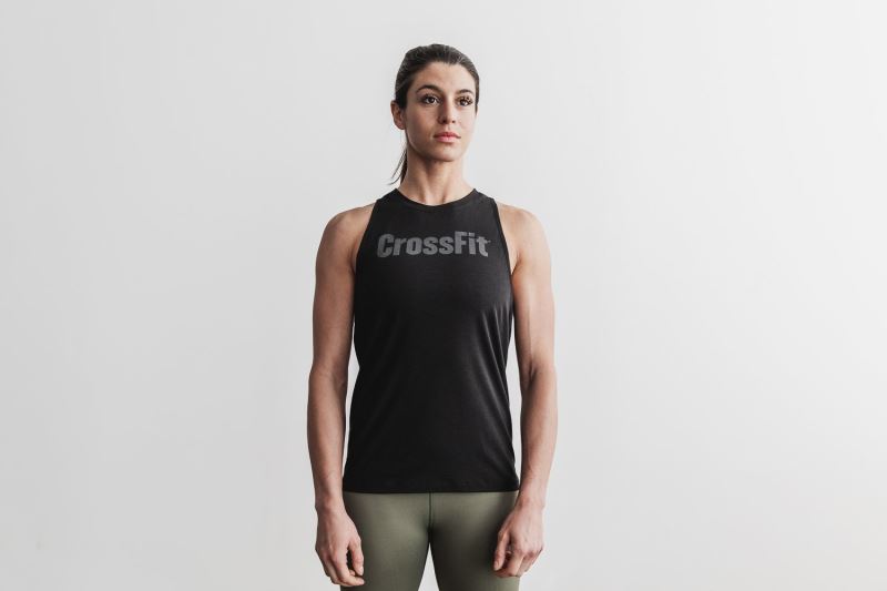 Black Women's Nobull Crossfit High-Neck Tanks | DNPIOE-896