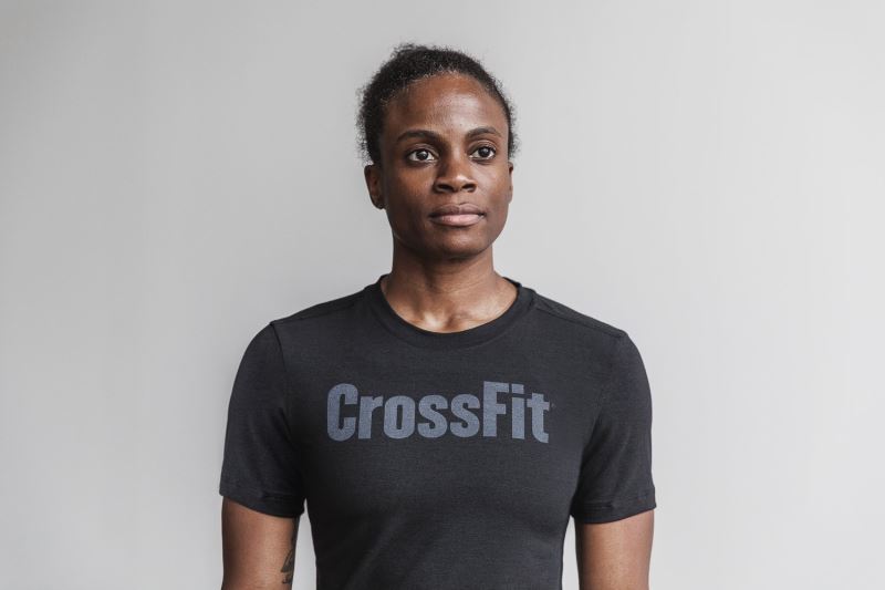 Black Women's Nobull Crossfit T-Shirts | KLNDEI-035