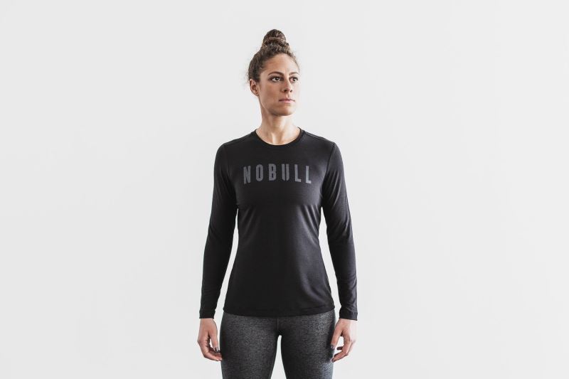 Black Women's Nobull Long Sleeve T-Shirts | OZKBAQ-107