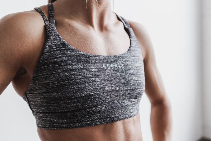 Black Women's Nobull Melange Sports Bras | UGHMIA-431