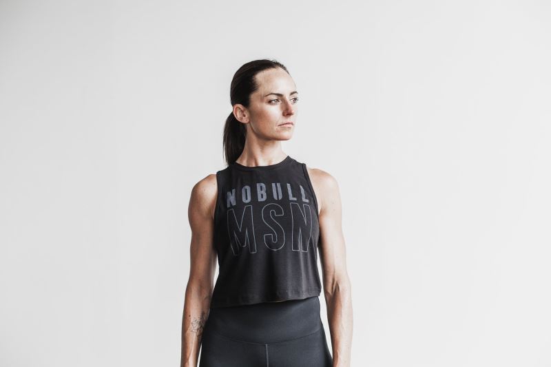 Black Women's Nobull Muscle Madison Tanks | AIDRVF-031