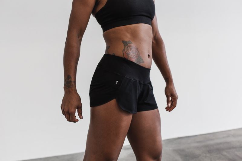 Black Women's Nobull Pace Shorts | RFYGDI-046