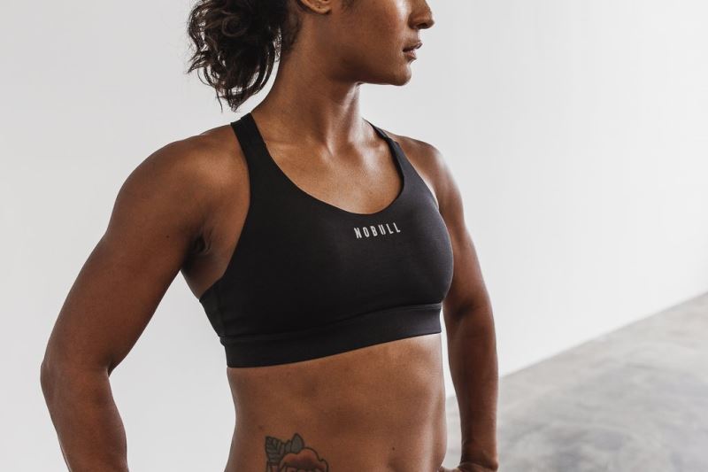 Black Women's Nobull Pace Sports Bras | CLVUES-849