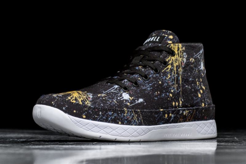 Black Women's Nobull Splatter Canvas Mid Trainers | GVPSRW-029