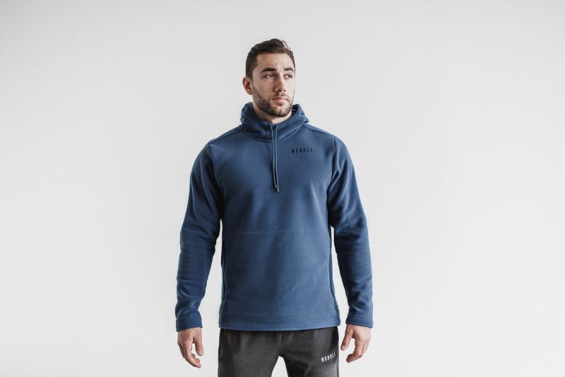 Blue Men's Nobull Arctic Pullover Hoodies | ZKLIJP-412