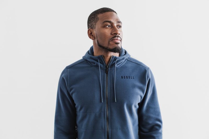 Blue Men's Nobull Arctic Zip-Up Jackets | FSPTDX-438