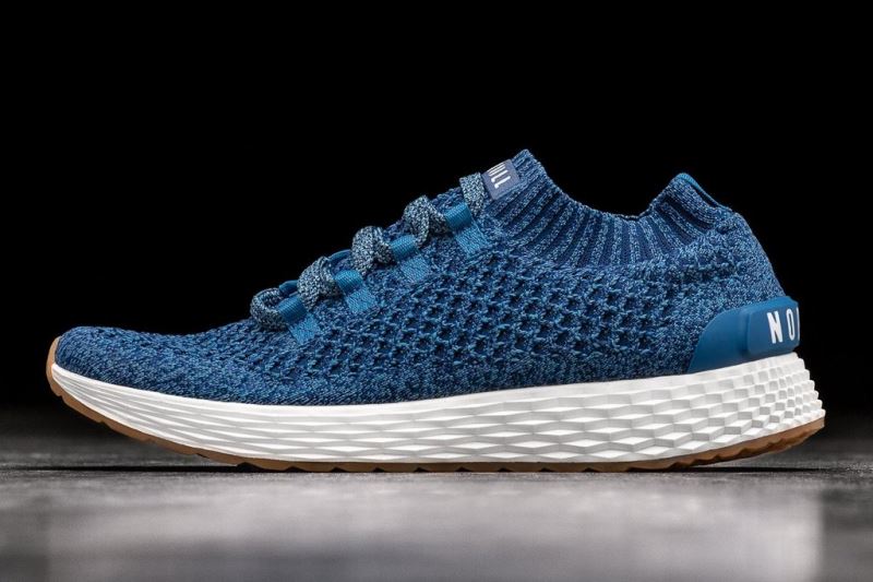 Blue Men's Nobull Atlantic Knit Running Shoes | GZUKXH-698