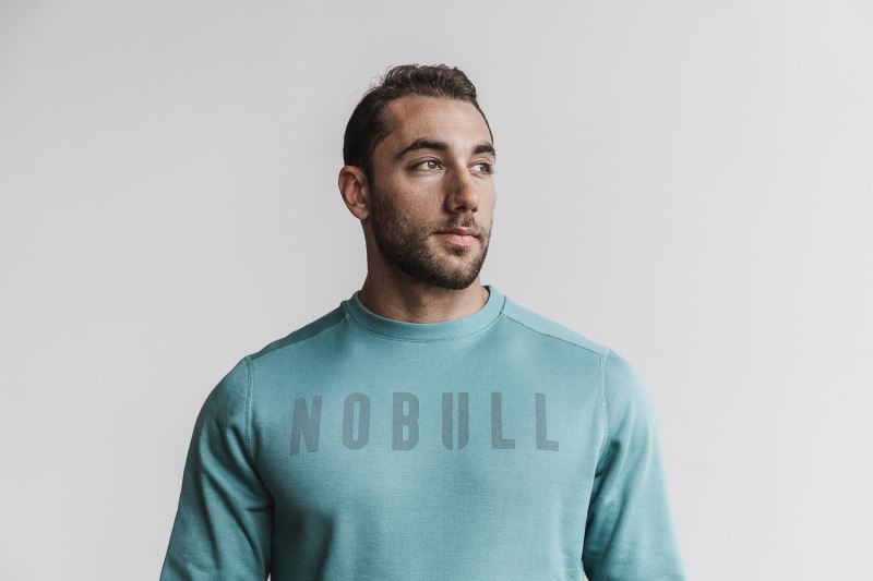 Blue Men's Nobull Crew Sweatshirt | NTWKCZ-354