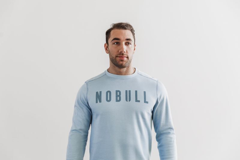 Blue Men's Nobull Crew Sweatshirt | VZEPTG-590