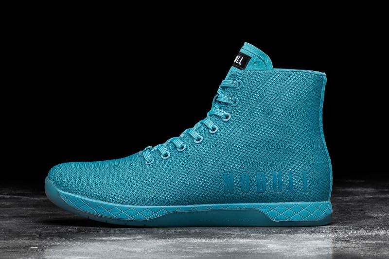 Blue Men's Nobull High-Top Neon Trainers | ARPIMS-107