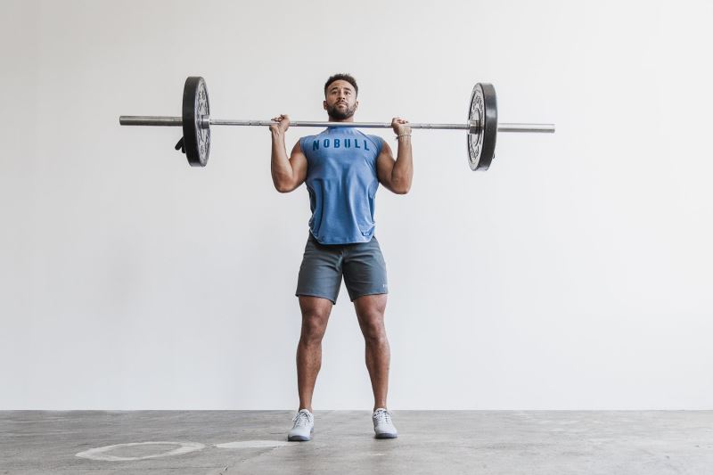 Blue Men's Nobull Sleeveless T-Shirts | QMBVNL-640