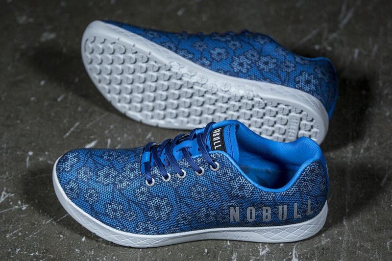 Blue Men's Nobull Spring Floral Trainers | KINYCP-785