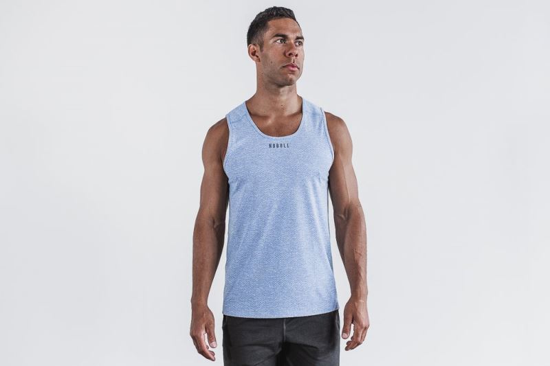 Blue Men's Nobull Textured Tanks | AEVPOH-827